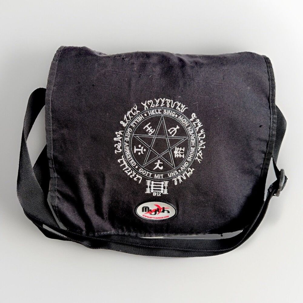 MUT Mutant Wear Black Messenger Bag Gothic Pentagram Occult Canvas Shoulder Bag